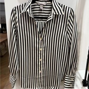 H&M Black and White Striped Button Down Shirt